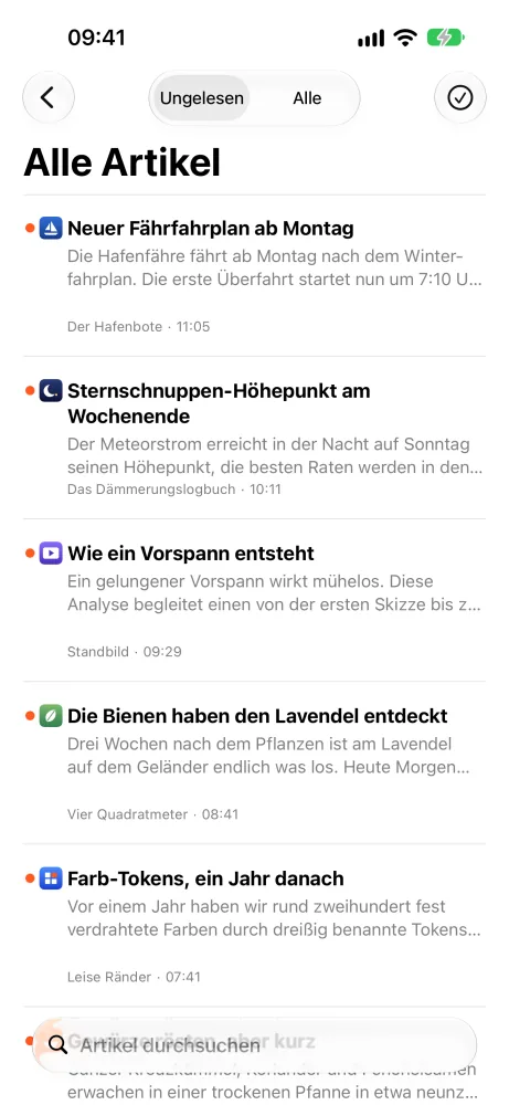 Die Artikelliste
