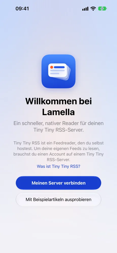 Der Begrüßungsbildschirm