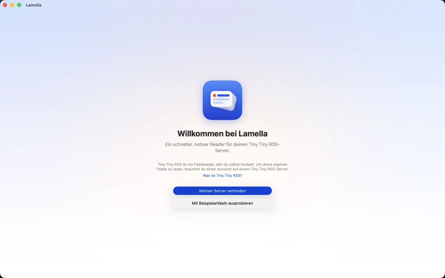 Der Begrüßungsbildschirm