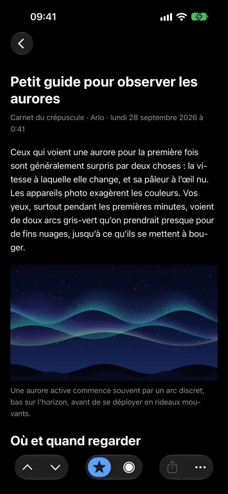 Le lecteur en mode nuit