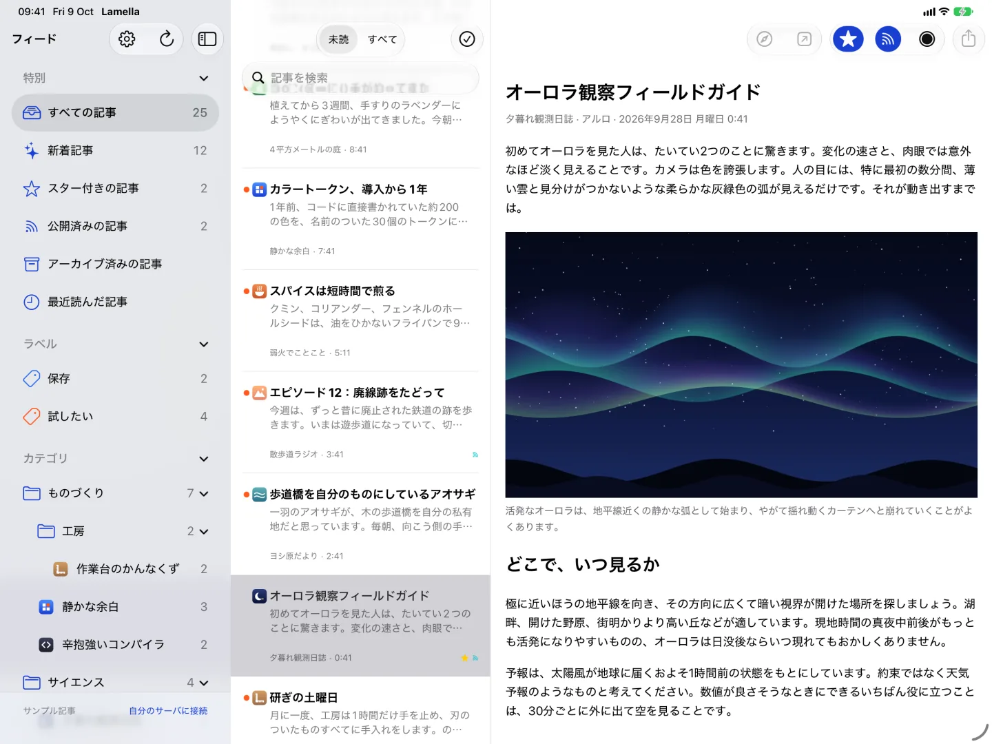 リーダーで記事を表示