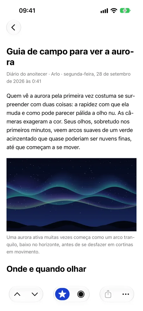 Um artigo no leitor